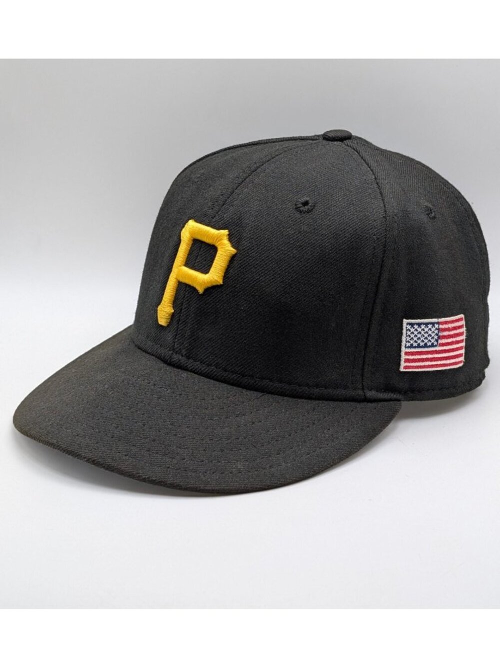 Pittsburgh Pirates New Era Fitted Hat 7 1/4 MLB Black Wool Cap USA Mascot SIGNED